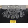 Image 1 : VINTAGE ETCHED GLASS PUNCHBOWL & GLASSES (13 PCS)