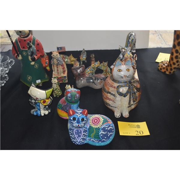 COLLECTION OF CAT FIGURINES (19 PCS)