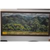 Image 2 : FRAMED OIL PAINTING ON MASONITE, MOUNTAIN LANDSCAPE; SIGNED J. STEELE (JANE) (50 1/4" X 25")
