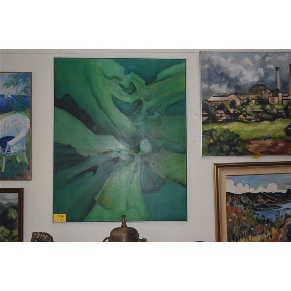 FRAMED ABSTRACT OIL ON CANVAS; SIGNED ABLES (56 1/2" X 45 1/2")