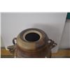 Image 4 : BROWN & TAN STONEWARE CERAMIC LIDDED JAR W/SIDE LOOP HANDLES; UNSIGNED (20")