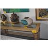 Image 1 : POSTMODERN CONSOLE TABLE W/GLASS TOP (72" X 22" X 28 1/2")