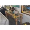 Image 2 : POSTMODERN CONSOLE TABLE W/GLASS TOP (72" X 22" X 28 1/2")
