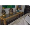 Image 3 : POSTMODERN CONSOLE TABLE W/GLASS TOP (72" X 22" X 28 1/2")