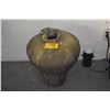 Image 1 : LARGE CERAMIC VESSEL, RIBBED TEXTURE & DOUBLE-OPENING RIM (22")