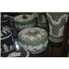 Image 3 : COLLECTION OF ASSORTED WEDGWOOD VASES, COVERED BOXES, DISHES & LIGHTER IN GREEN, BLACK & BLUE (9 PCS