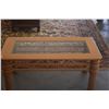 Image 4 : VINTAGE WOOD COFFEE TABLE W/GLASS INSET TOP (40" X 20" X 18 1/4")