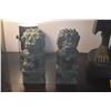 Image 3 : PAIR CARVED GREEN STONE CHINESE FUU DOGS (PAIR)