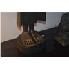 Image 5 : CARVED WOODEN STATUE OF A STANDING BUDDHIST MONK W/OFFERING BOWL (41")