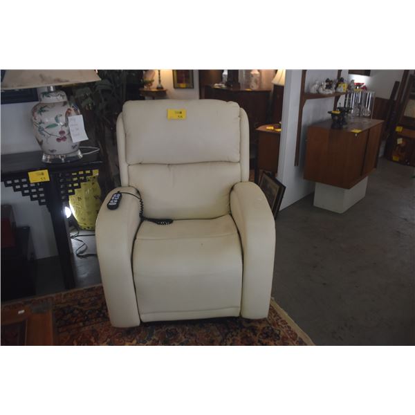 LEATHER ULTRA COMFORT POWER LIFT & RECLINE CHAIR (CREAM COLOR)