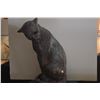 Image 2 : STYLIZED BRONZE CAT SCULPTURE, SEATED CAT W/HOLLOW EYES