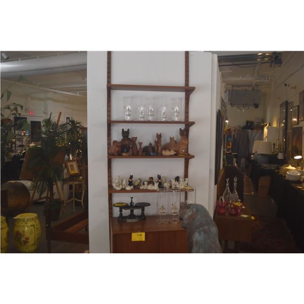 MID CENTURY MODERN TEAK MODULAR SHELVING UNIT (8 STICKS, 23 SHELVES & CABINET)
