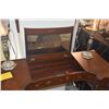 Image 3 : ANTIQUE VANITY W/HAND PAINTED SCROLL & FLORAL MOTIF, CENTER MIRROR & 2 DRAWERS W/SIDE CHAIR (2 PCS)