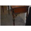 Image 6 : ANTIQUE VANITY W/HAND PAINTED SCROLL & FLORAL MOTIF, CENTER MIRROR & 2 DRAWERS W/SIDE CHAIR (2 PCS)