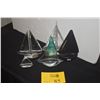 Image 1 : GLASS & WOOL SAILBOAT SCULPTURES (5 PCS)