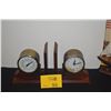 Image 1 : BOOKENDS, CLOCK ON ONE SIDE, THERMOMETER ON OPPOSITE SIDE (2 PCS)
