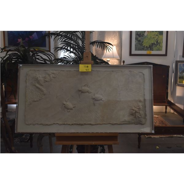 SHADOWBOX FRAMED CAST PAPER RELIEF SCULPTURE TITLED "SHADOWS OF THE TIDE"; SIGNED ROCHUS (ROCHUS DRI
