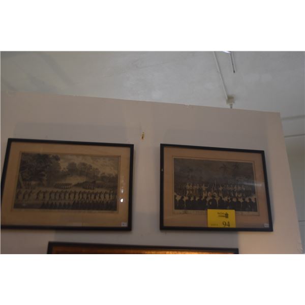 FRAMED 1784 WEBER ETCHINGS, "THE NATCHE" & "A NIGHT DANCE" (18" X 12 1/2") (2 PCS)