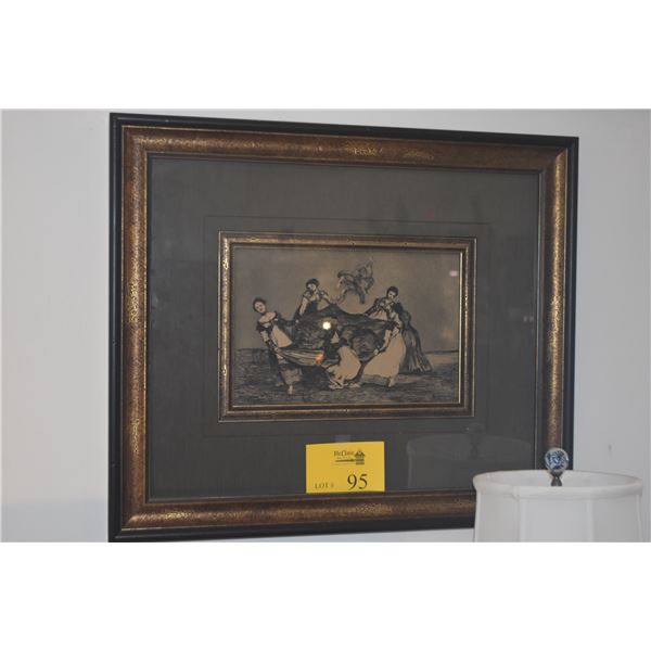 FRAMED ETCHING, "DESPARATE FEMENINO"; FRANCISCO DE GOYA (25 1/4" X 21")