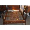 Image 2 : PAIR ANTIQUE WOOD SINGLE BED FRAMES FEATURING NEOCLASSICAL PAINTED FLORAL MOTIFS & A CENTRAL MEDALLI