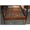 Image 3 : PAIR ANTIQUE WOOD SINGLE BED FRAMES FEATURING NEOCLASSICAL PAINTED FLORAL MOTIFS & A CENTRAL MEDALLI