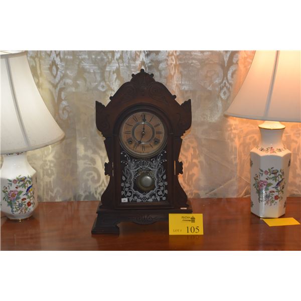 ANTIQUE WM. L. GILBERT CLOCK CO. "CALLA" MANTEL CLOCK