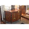 Image 2 : ANTIQUE HAND PAINTED BOW FRONT SIDE BOARD W/2 DOORS & 3 PULLOUT OPEN DRAWERS W/NEOCLASSICAL MOTIFS O
