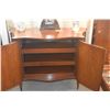 Image 4 : ANTIQUE HAND PAINTED BOW FRONT SIDE BOARD W/2 DOORS & 3 PULLOUT OPEN DRAWERS W/NEOCLASSICAL MOTIFS O
