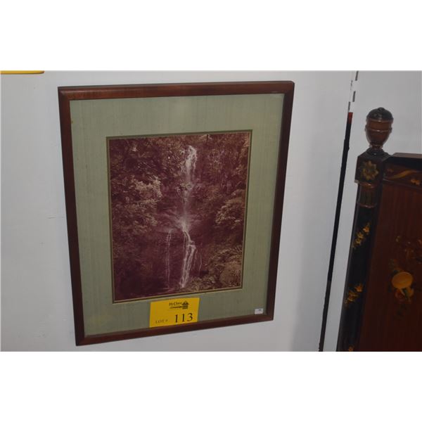 KOA FRAMED PHOTOGRAPH, "SEVEN POOLS OF HANA MAUI"; SIGNED BOB MCKEOUGH