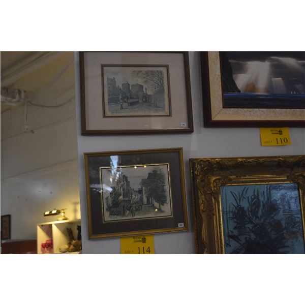 FRAMED PRINTS, STATE APARTMENTS WINDSOR CASTLE & CLOVELLY DEVON (2 PCS)