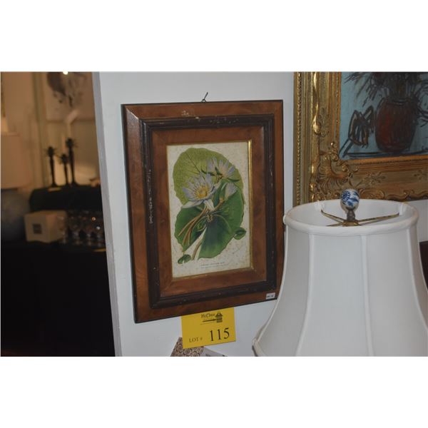 FRAMED ORIGINAL PRINT, NYMPHEA STELLATA WILD; VAN HEATTE (12" X 15")