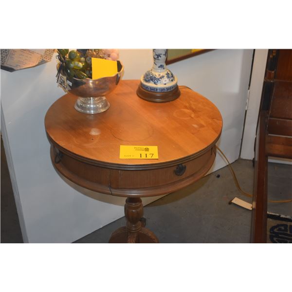 22" DRUM TABLE W/1 DRAWER