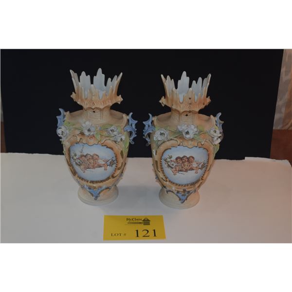 PAIR GERMAN PORCELAIN BISCUIT VASE (PAIR)