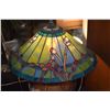Image 2 : CERAMIC LAMP W/LEADED ART GLASS SHADE