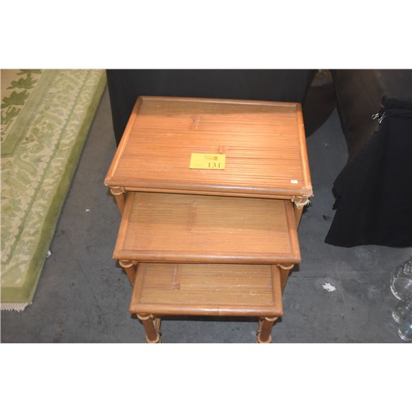 BAMBOO NESTING TABLES (DAMAGE TO 1 CORNER) (3 PCS)