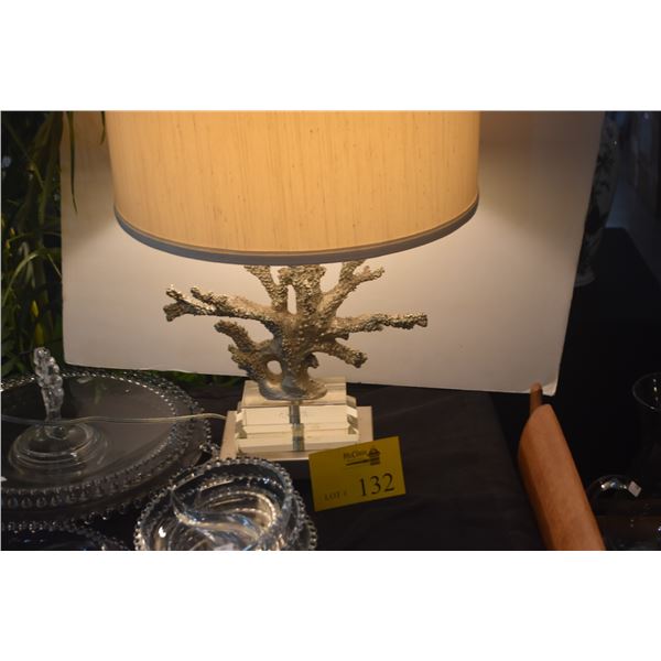 TABLE LAMP W/FAUX CORAL BRANCH W/SHADE