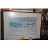 Image 1 : KOA FRAMED LITHOGRAPH, "SWELL RIDERS-OTTER FAMILY" BY THOMAS QUINN 309/950 (38" X 28")