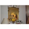 Image 2 : FRAMED NEOCLASSICAL GILTWOOD BEVELED WALL MIRROR W/CENTRAL URN, FLORAL SWAGS & SCROLLWORK (20" X 37"