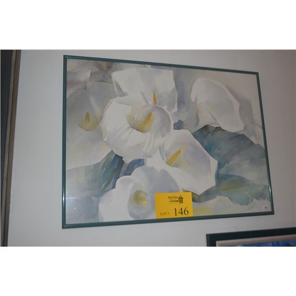VINTAGE POSTER OF THE WATERCOLOR PAINTING "CALLAS" BY ARTIST RICHARD MOORE (24" X 18")