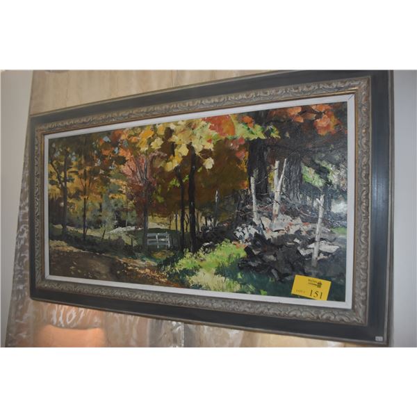 FRAMED OIL PAINTING, STONE WALL & FENCE; SIGNED PETER HAYWARD