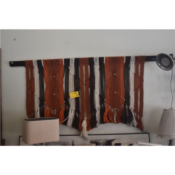 LARGE HAND KNOTTED BOHEMIAN MACRAME WALL TAPESTRY, EARTHY COLOR PALETTE