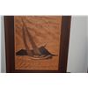 Image 3 : VINTAGE MARQUETRY INLAY WALL ART, SAILBOAT (17" X 21")
