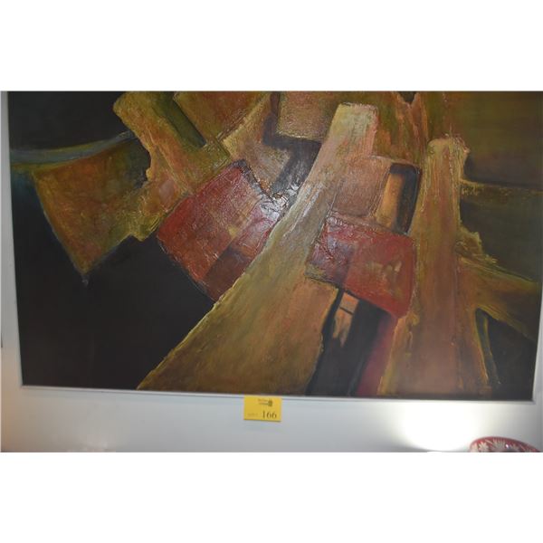 FRAMED VINTAGE ABSTRACT OIL PAINTING; SIGNED ABLES (61" X 51")