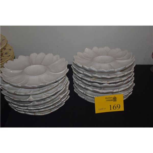 WHITE ITALIAN CERAMIC ARTICHOKE PLATES (14 PCS)