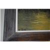Image 3 : FRAMED OIL ON CANVAS, COASTAL CITY SKYLINE W/SILHOUETTED PEAK, SIGNED C. JEAN (19 1/2" X 22 1/2")