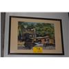 Image 1 : FRAMED WATERCOLOR PAINTING, WATERFRONT HOME W/BOATS MOORED; SIGNED HOPE (HAYWARD)