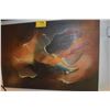 Image 3 : FRAMED VINTAGE ABSTRACT OIL ON CANVAS; SIGNED ABLES '62
