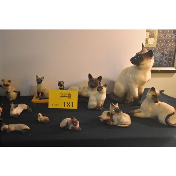 COLLECTION OF SIAMESE CAT FIGURINES (ROYAL DOULTON, BESWICK, GOEBEL, LIMOGES, ETC. (19 PCS)
