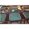 Image 1 : WOODEN COUNTER STOOLS W/GREEN UPHOLSTERY (4 PCS)