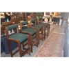 Image 2 : WOODEN COUNTER STOOLS W/GREEN UPHOLSTERY (4 PCS)